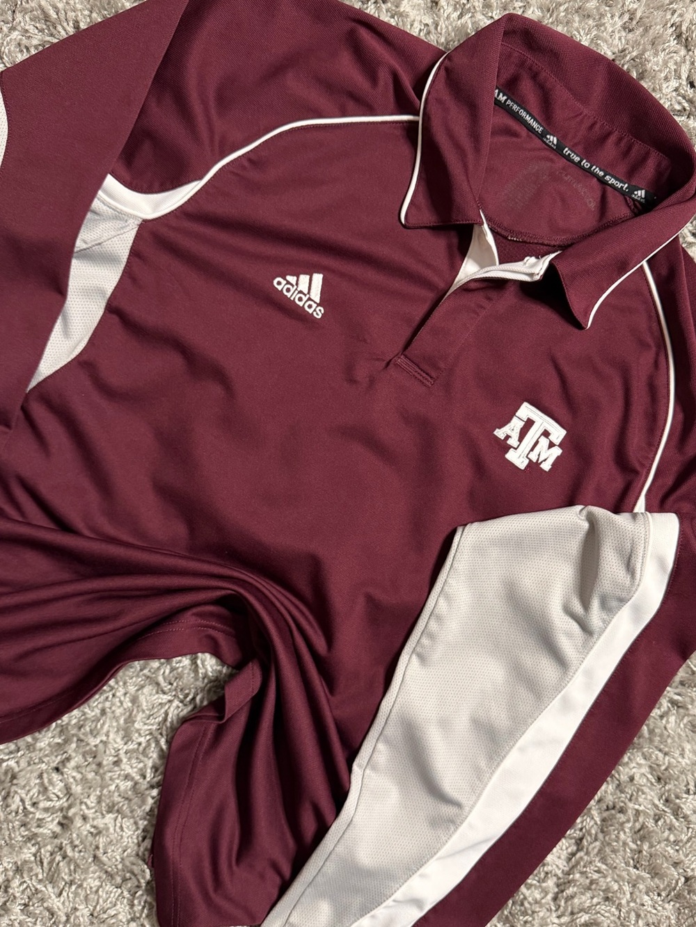 Adidas Texas A&M Polo Long Sleeve